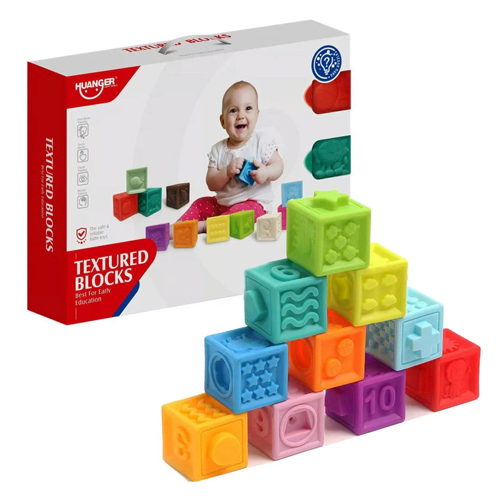 12 Blocs Souples à Motifs en Relief, dès 6 mois