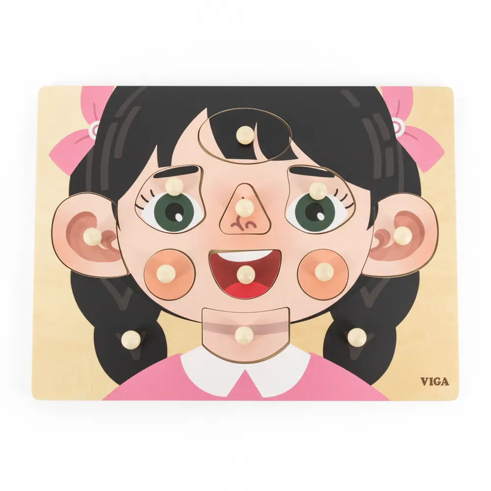 Puzzle Anatomie Visage Bois à Boutons 18M+