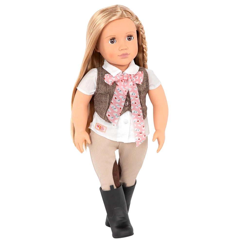 Leah, poupée blonde de 46 cm en tenue d’équitation