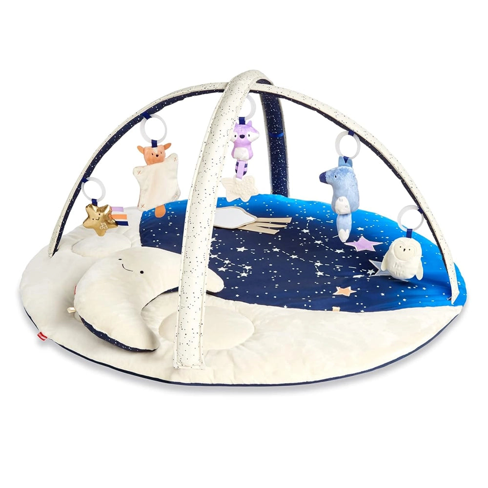 Tapis d’éveil Ciel nocturne avec coussin lune et jouets suspendus
