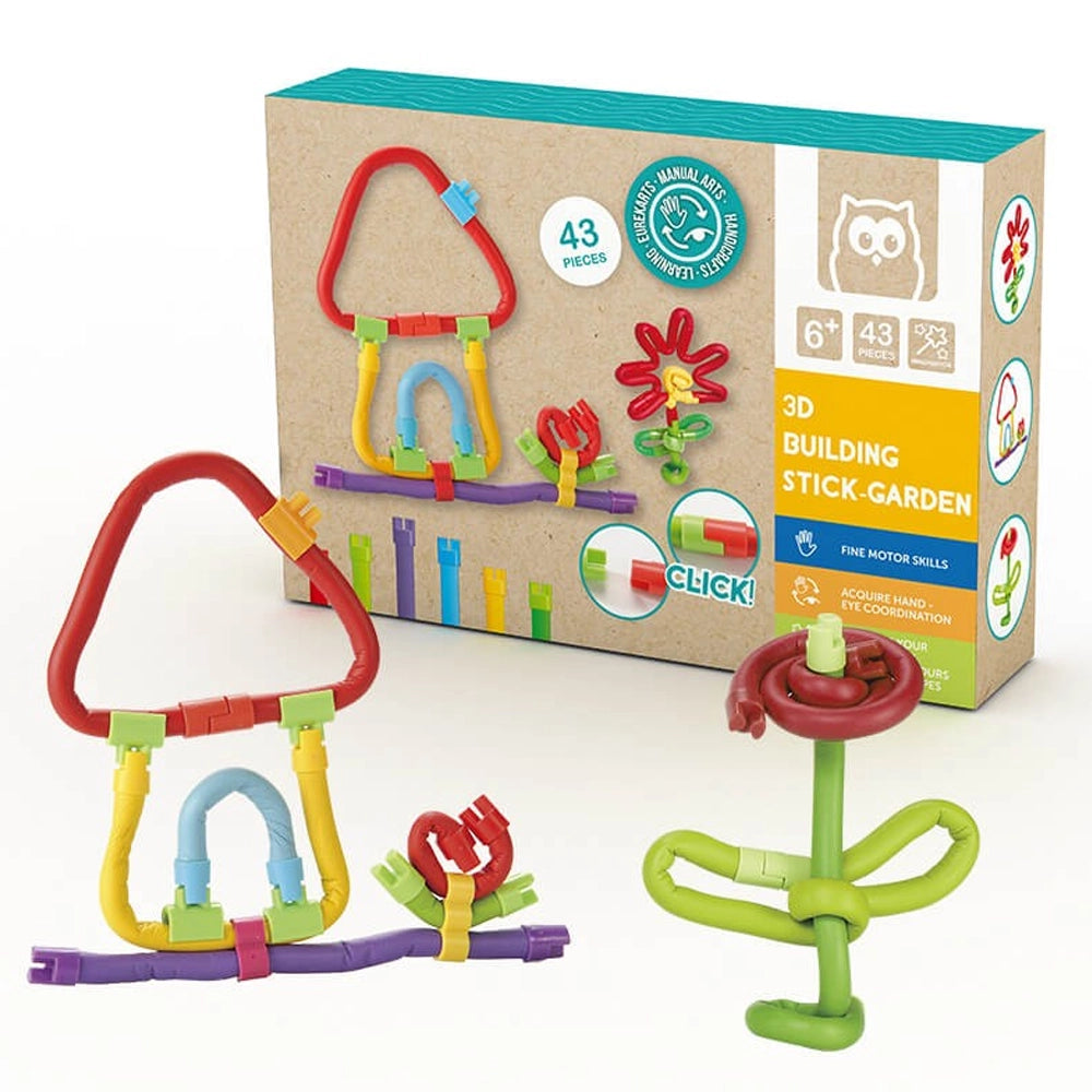 Kit Construction 3D Bâtonnets Flexibles 43 Pièces 6 Ans+