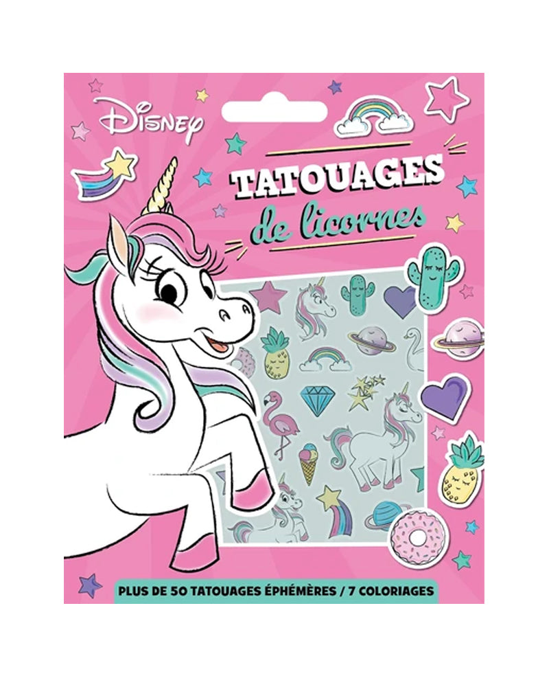 Tatouages éphémères licorne et 7 coloriages