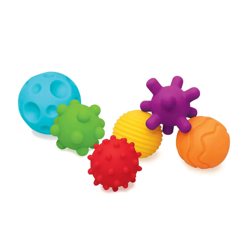 Six balles à reliefs multicolores pour bébé dès 6 mois