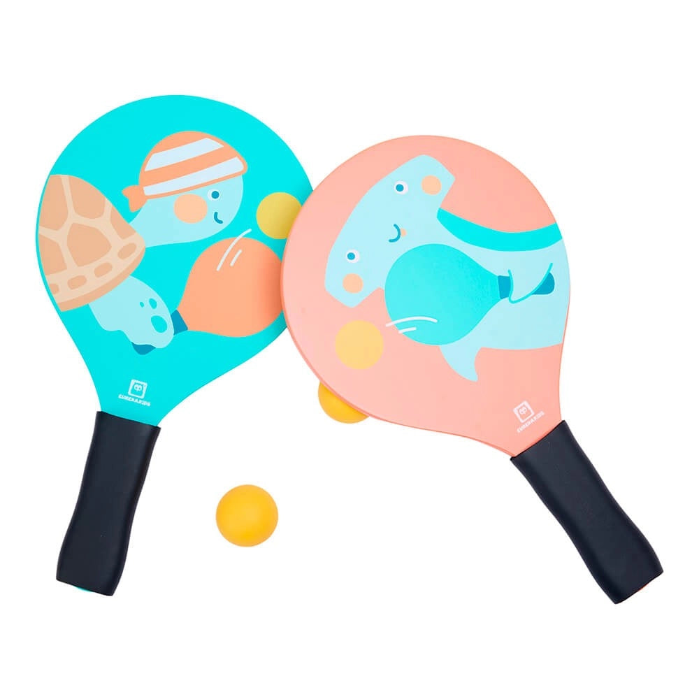 Jeu de raquettes de plage en bois avec deux balles