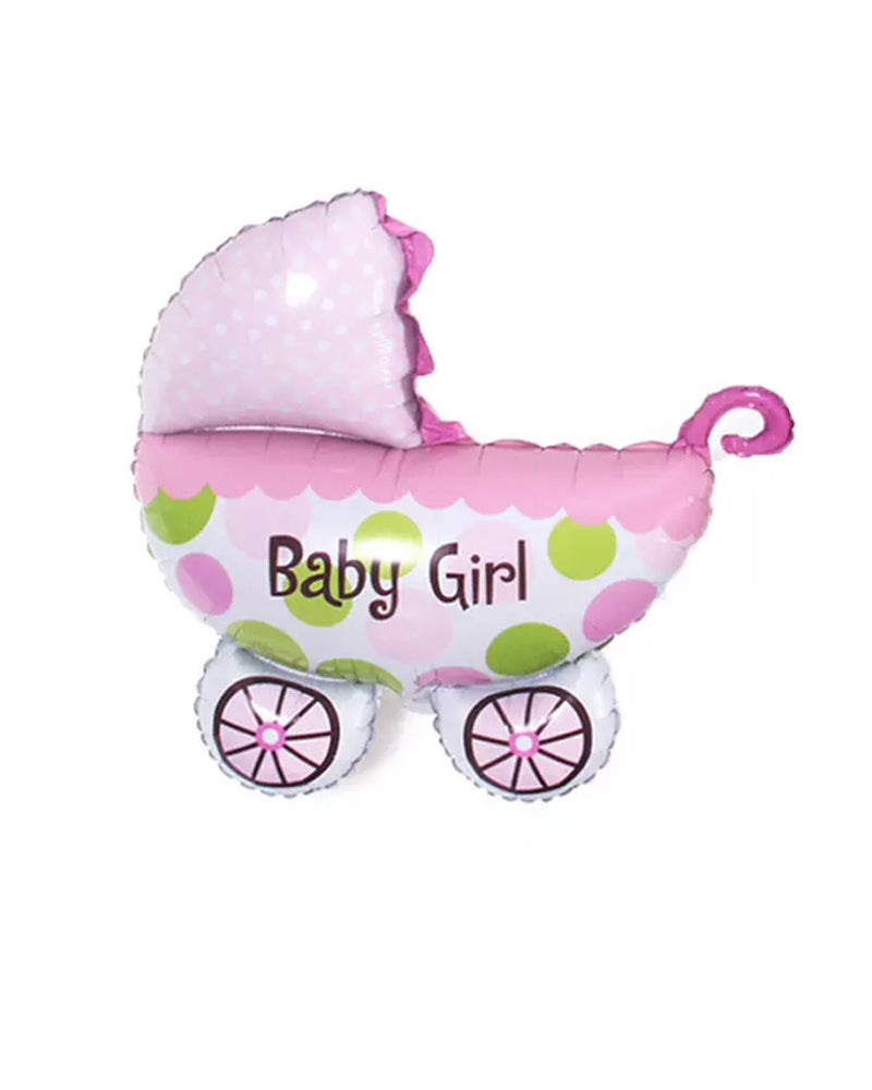 Ballon poussette rose en aluminium pour fête de naissance