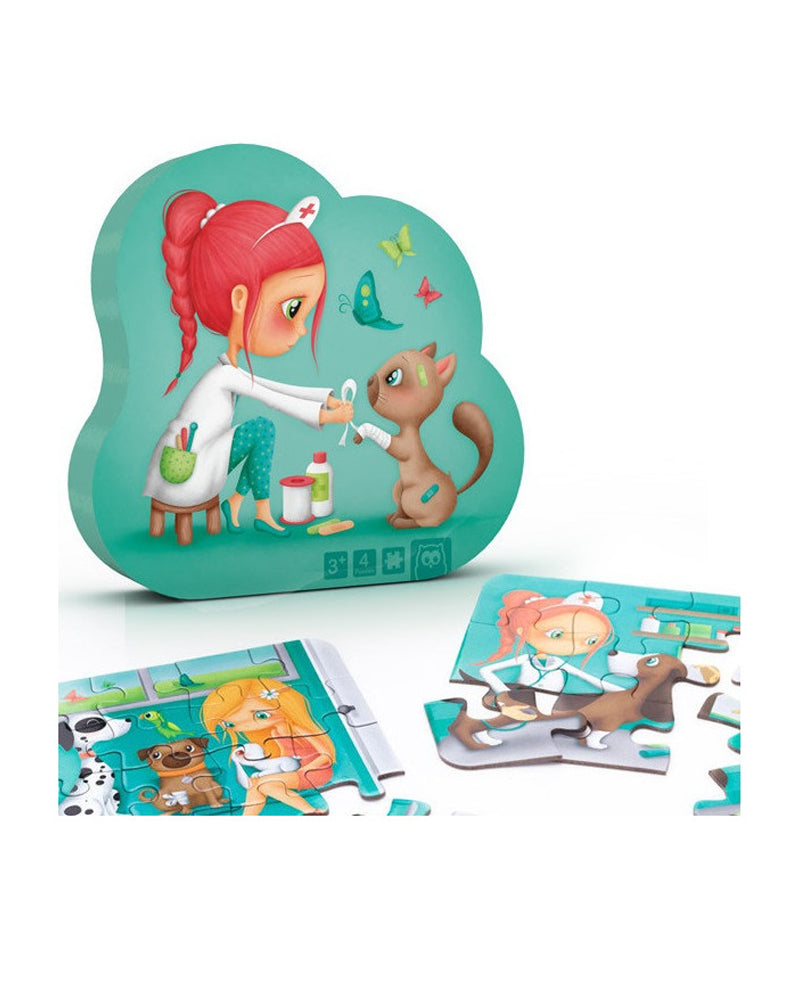 Les aventures de la vétérinaire : 4 puzzles progressifs dès 3 ans