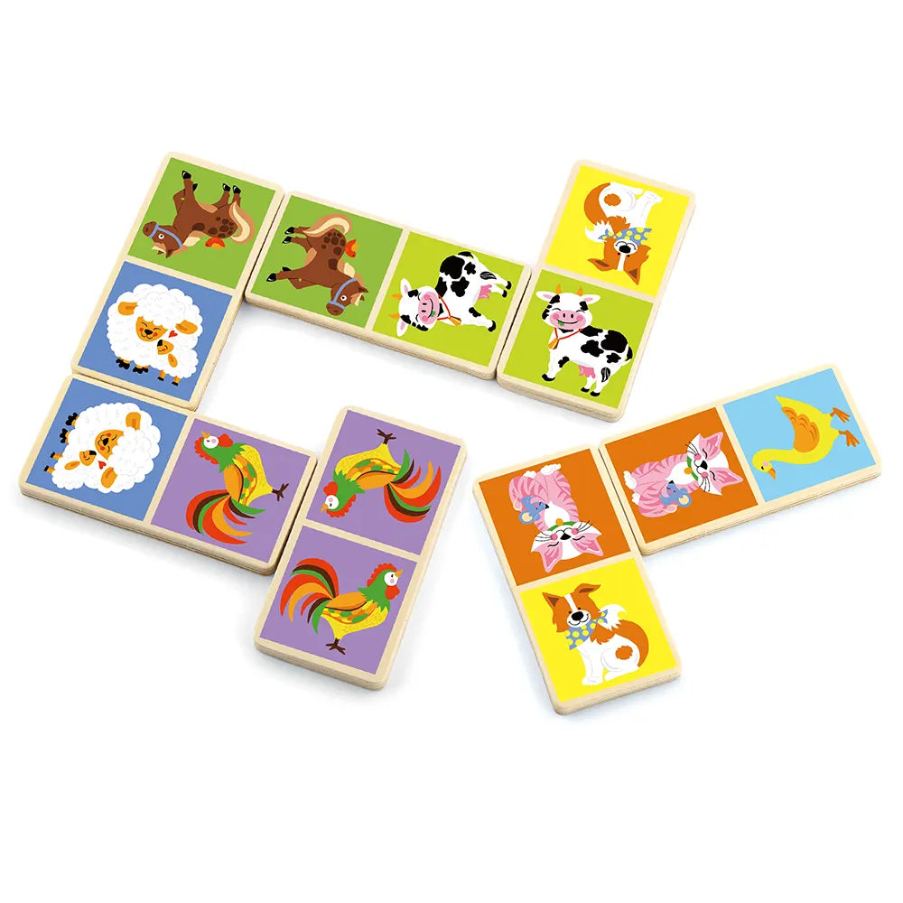 Domino Bois 28 Tuiles Animaux de la Ferme Viga Toys 3 Ans+