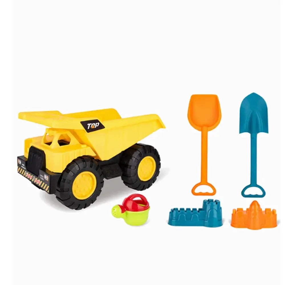 Camion-benne jaune et accessoires de plage 6-en-1 dès 3 ans