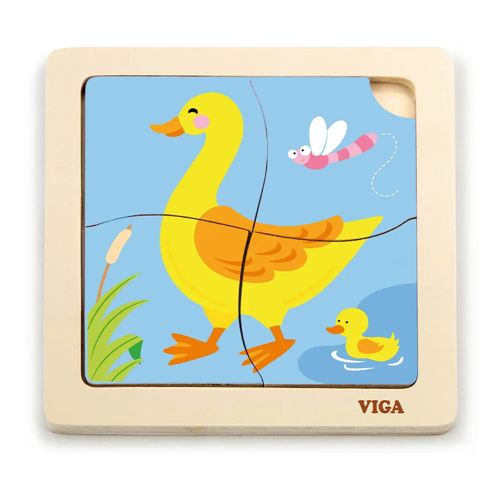 Puzzle Bois Canard Viga Toys 4 Pièces 18 Mois