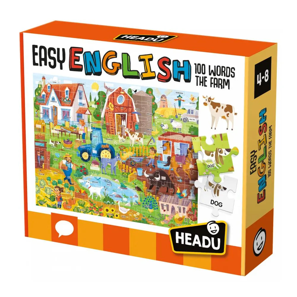 Puzzle géant d’anglais sur la ferme, 4-8 ans