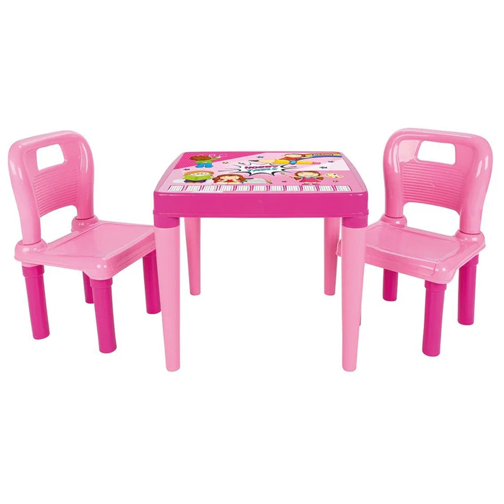 Bureau enfant rose avec deux chaises, dès 3 ans