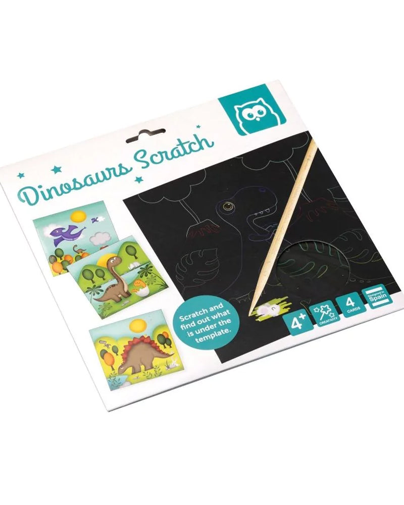 Cartes à gratter dinosaures avec bâton en bois, dès 4 ans