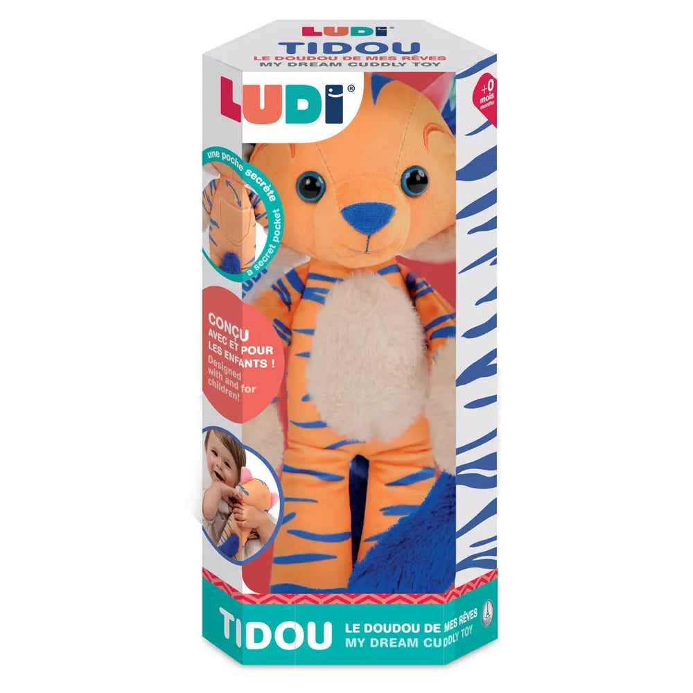 Peluche Tidou Tigre Orange & Bleu 30cm Dès Naissance