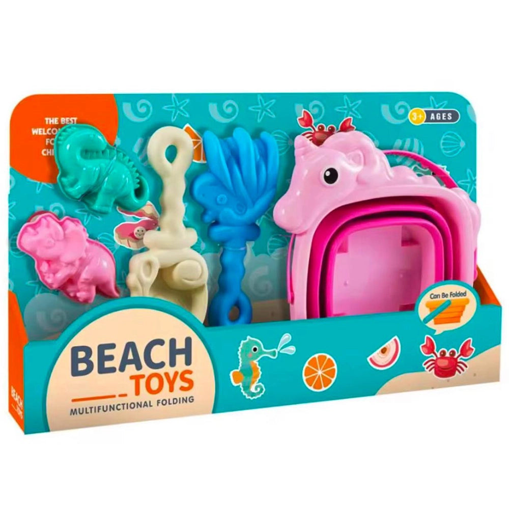 Ensemble Plage Seau Pliable Licorne Rose 3 ans+