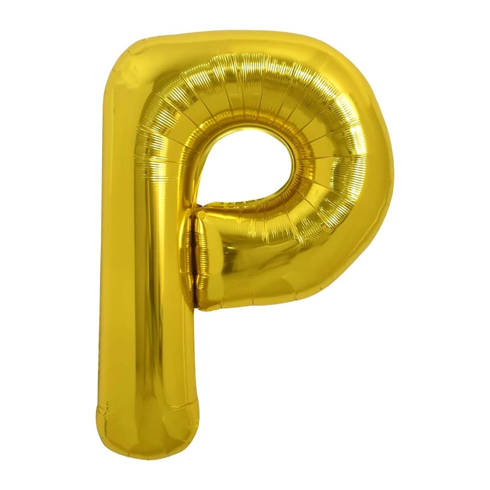 Lettre P dorée en ballon métallisé – 40 cm