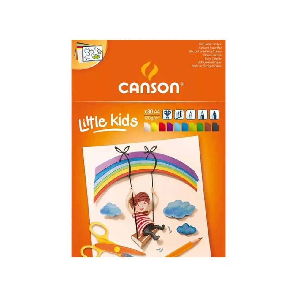 Bloc créatif Canson, 30 feuilles A4 en 10 couleurs dès 2 ans
