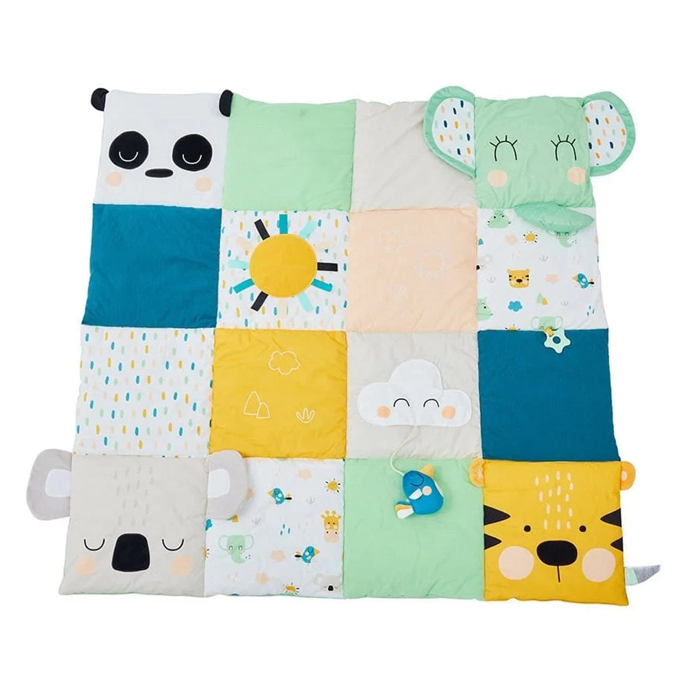 Tapis d'Éveil Matelassé Animaux XXL 125x125cm Dès la Naissance