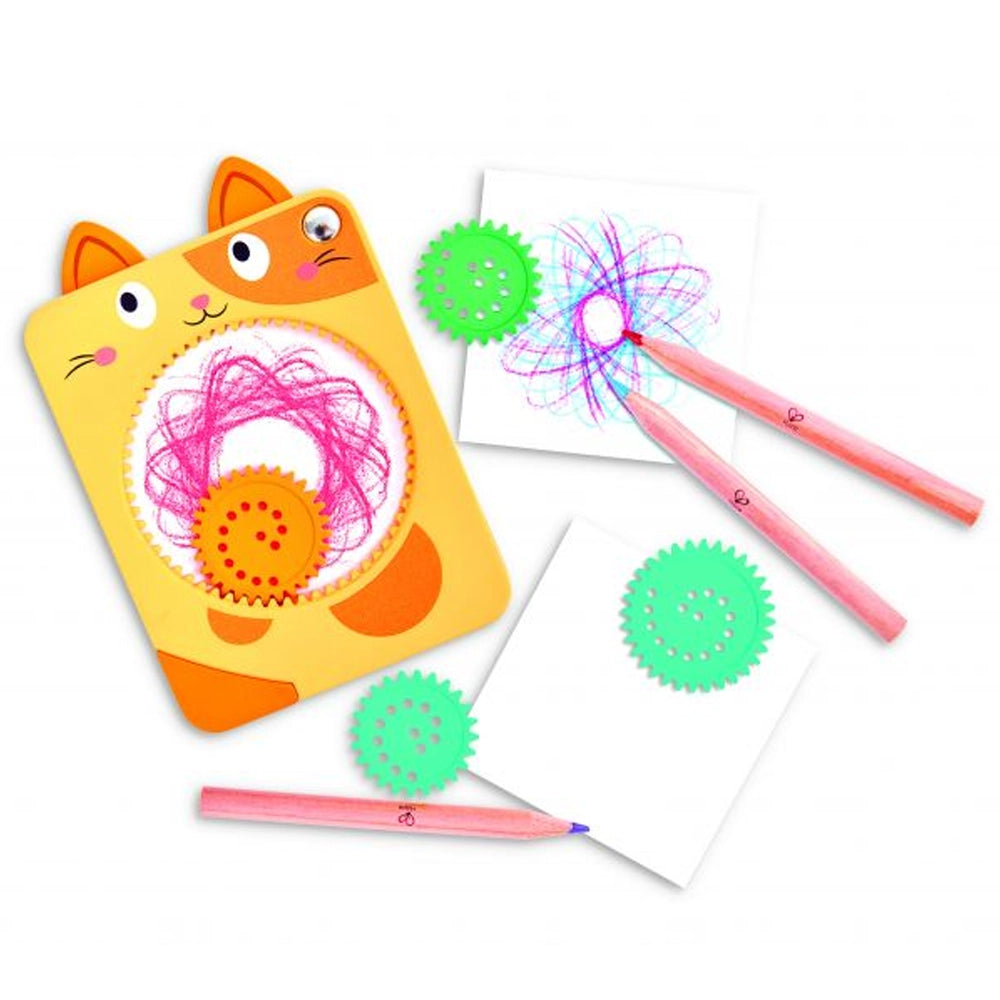 Kit de dessin à motifs tournants Chat, dès 3 ans