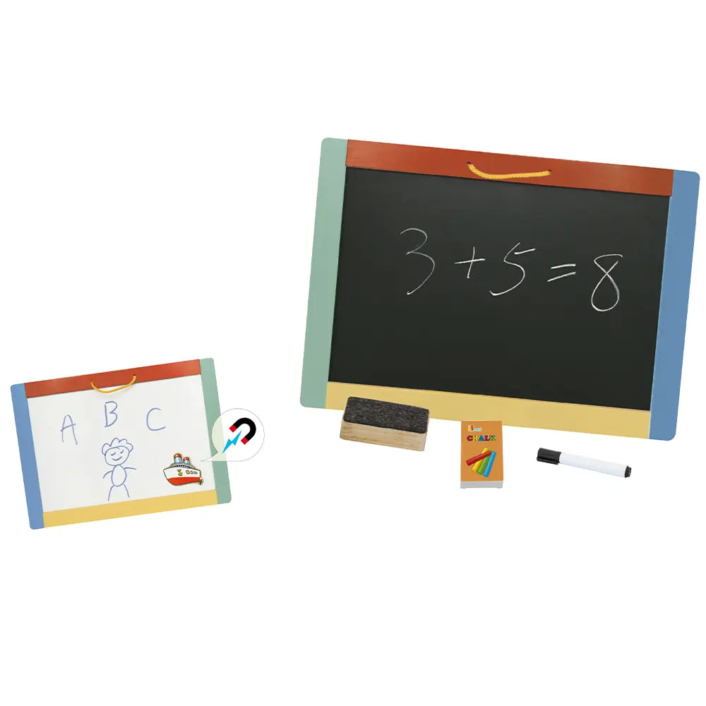 Tableau Double Face Bois Magnétique et Craie 42×30 cm 3 Ans+