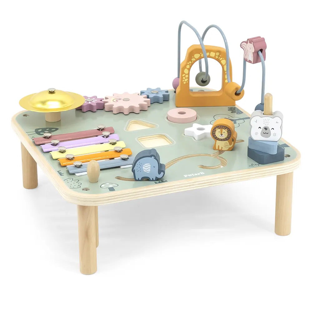 Table Éveil Bois PolarB 8 Activités Labyrinthe et Xylophone 18M+