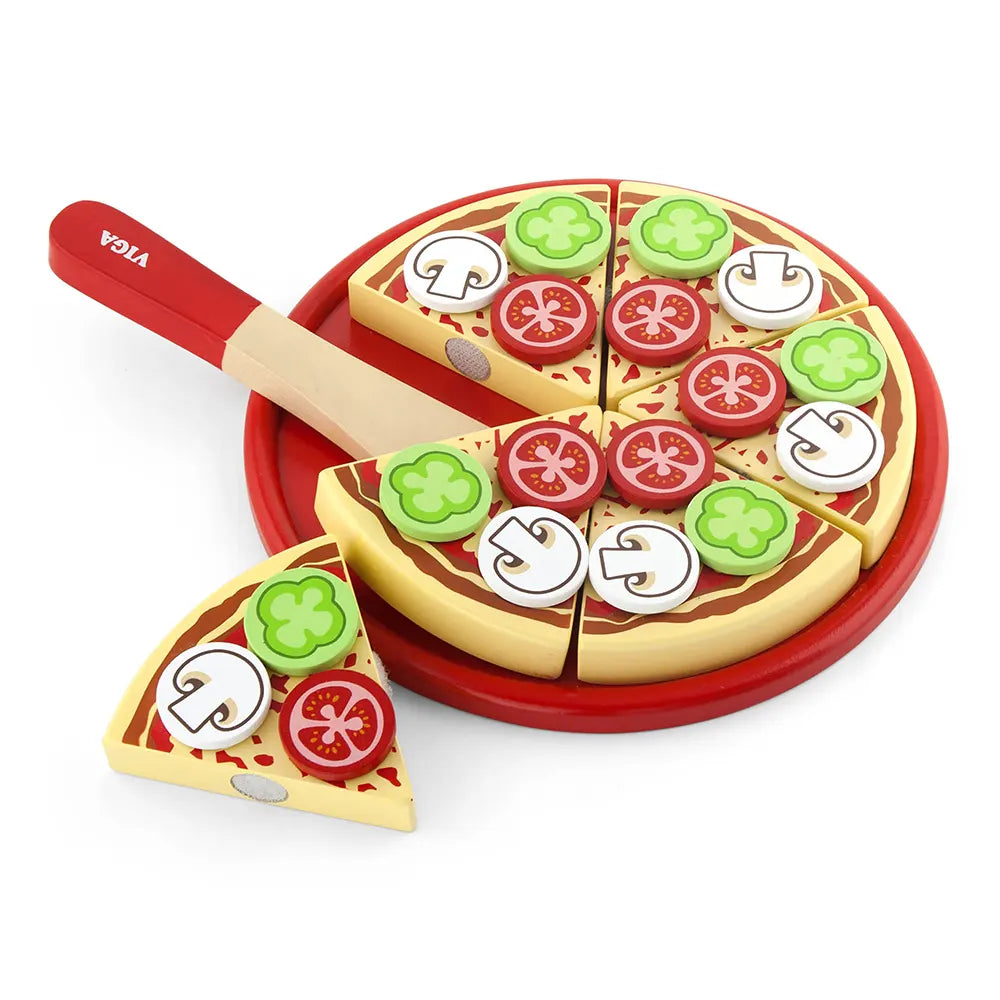 Pizza en Bois à Découper 6 Parts avec Spatule Viga Toys 18M+