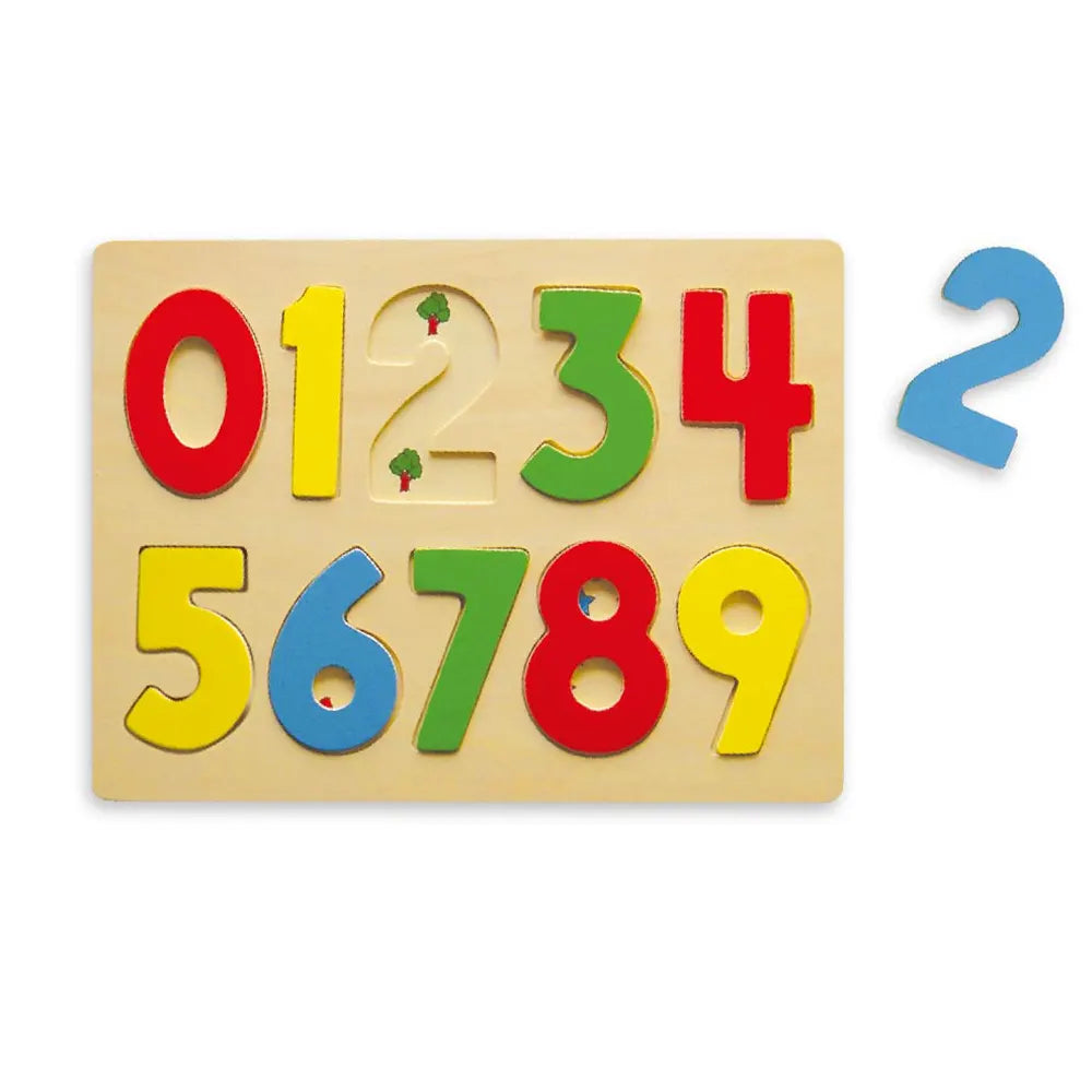 Puzzle Encastrement Chiffres Bois 0 à 9 avec Illustrations 3 Ans+