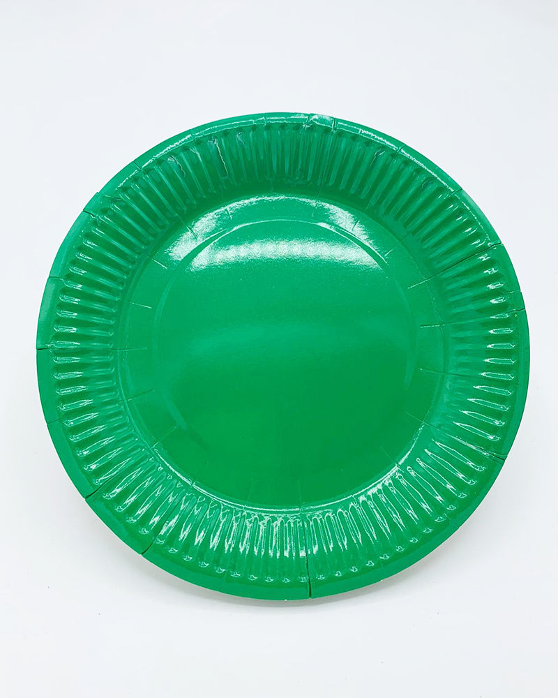 Assiettes vertes de fête, lot de 10 au bord cannelé