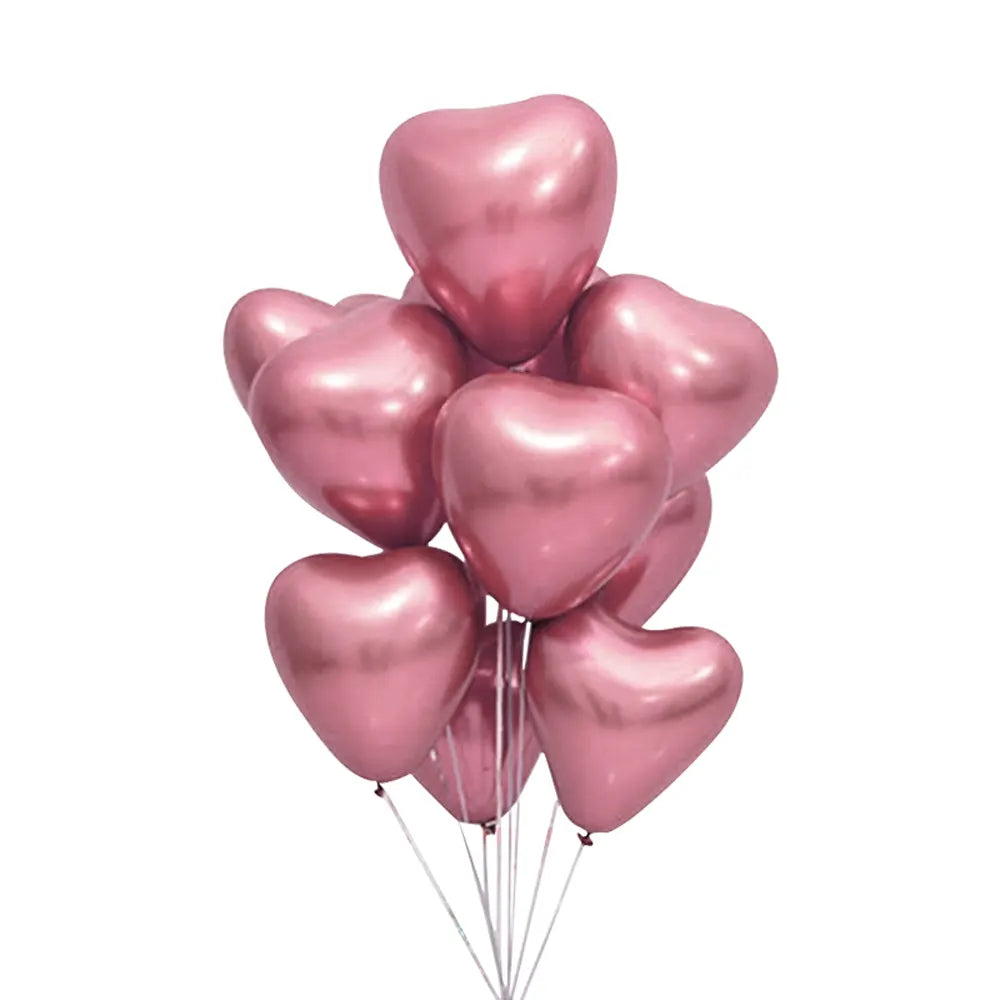 Fête en rouge : 50 ballons cœur chromés de 30 cm