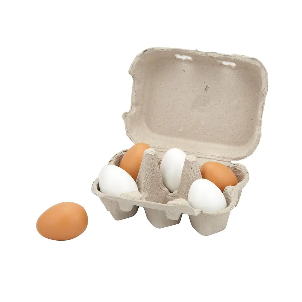 Œufs en bois pour dinette, assortiment de six