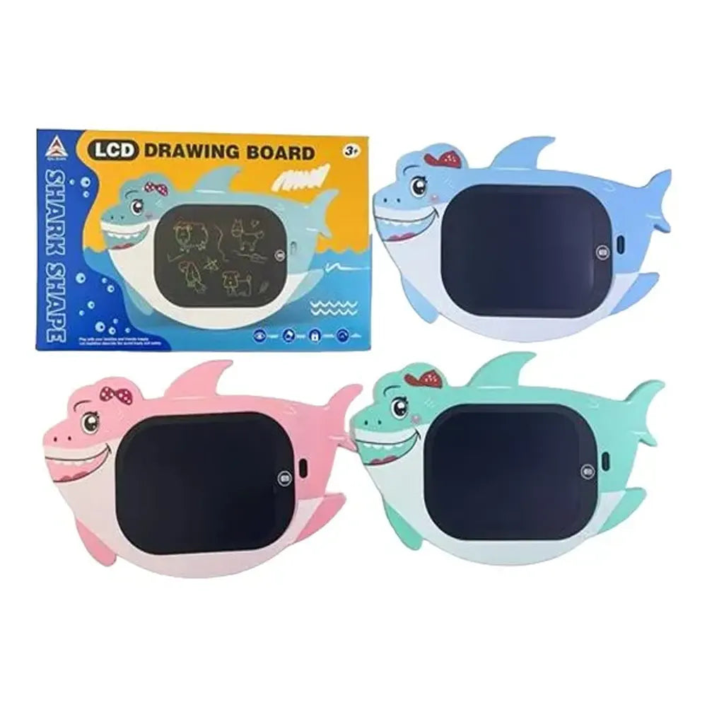 Tablette LCD rose en forme de requin avec stylet, dès 3 ans