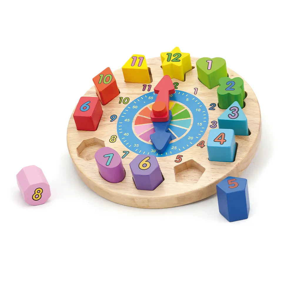 Horloge Puzzle Bois 12 Blocs Géométriques Viga Toys 2 Ans+