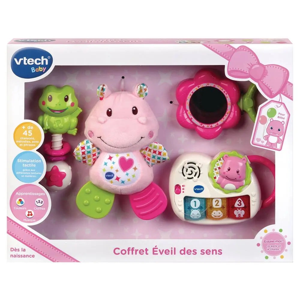 Coffret Premier Âge Hippo Musical & Hochets Rose