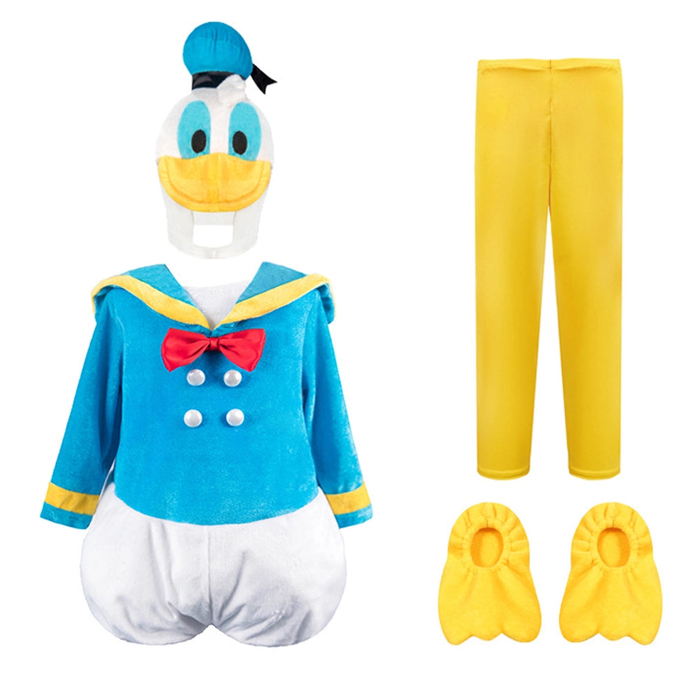 Costume enfant Donald Duck avec tunique, pantalon et coiffe