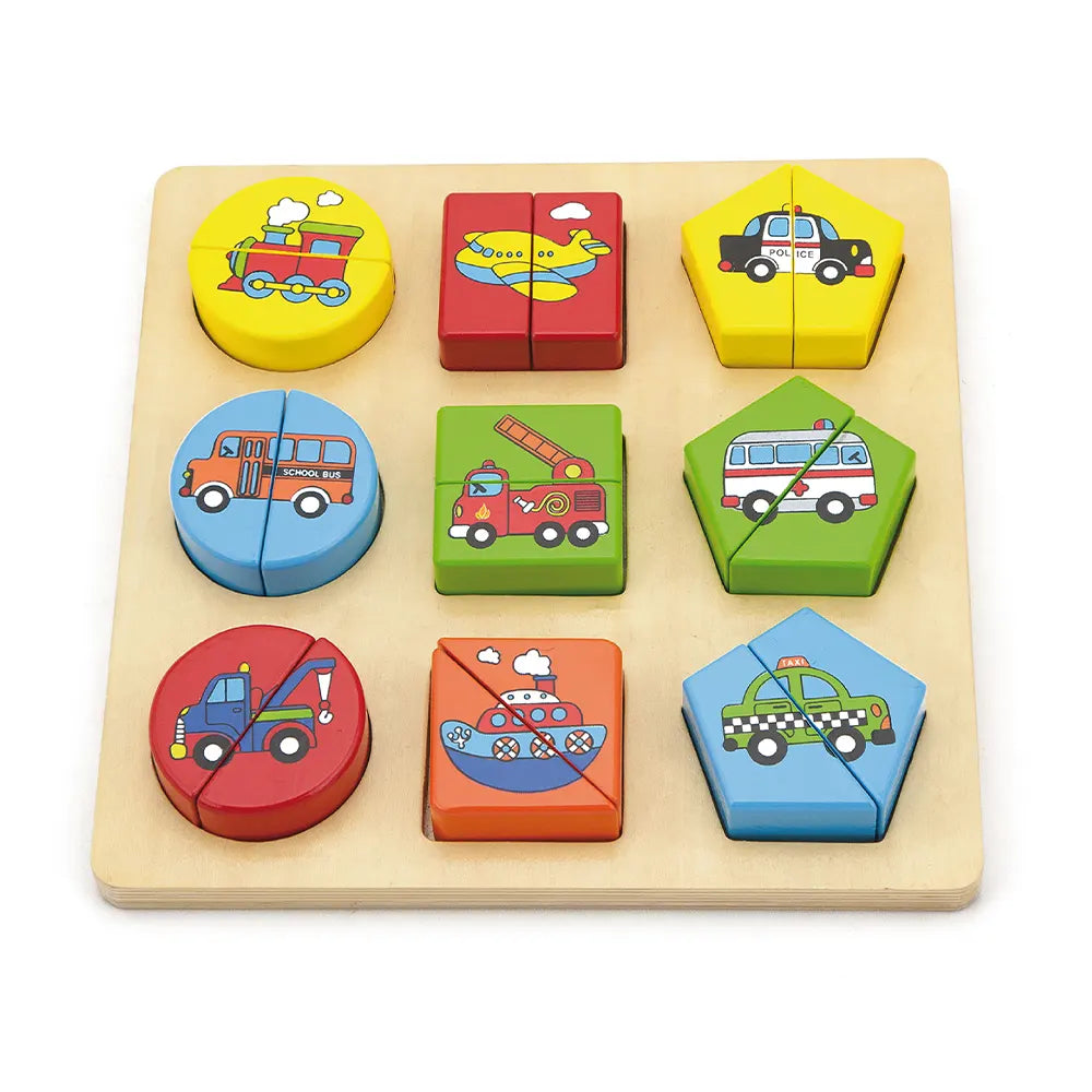 Puzzle Encastrement Véhicules Bois 18 Blocs Viga Toys 18M+