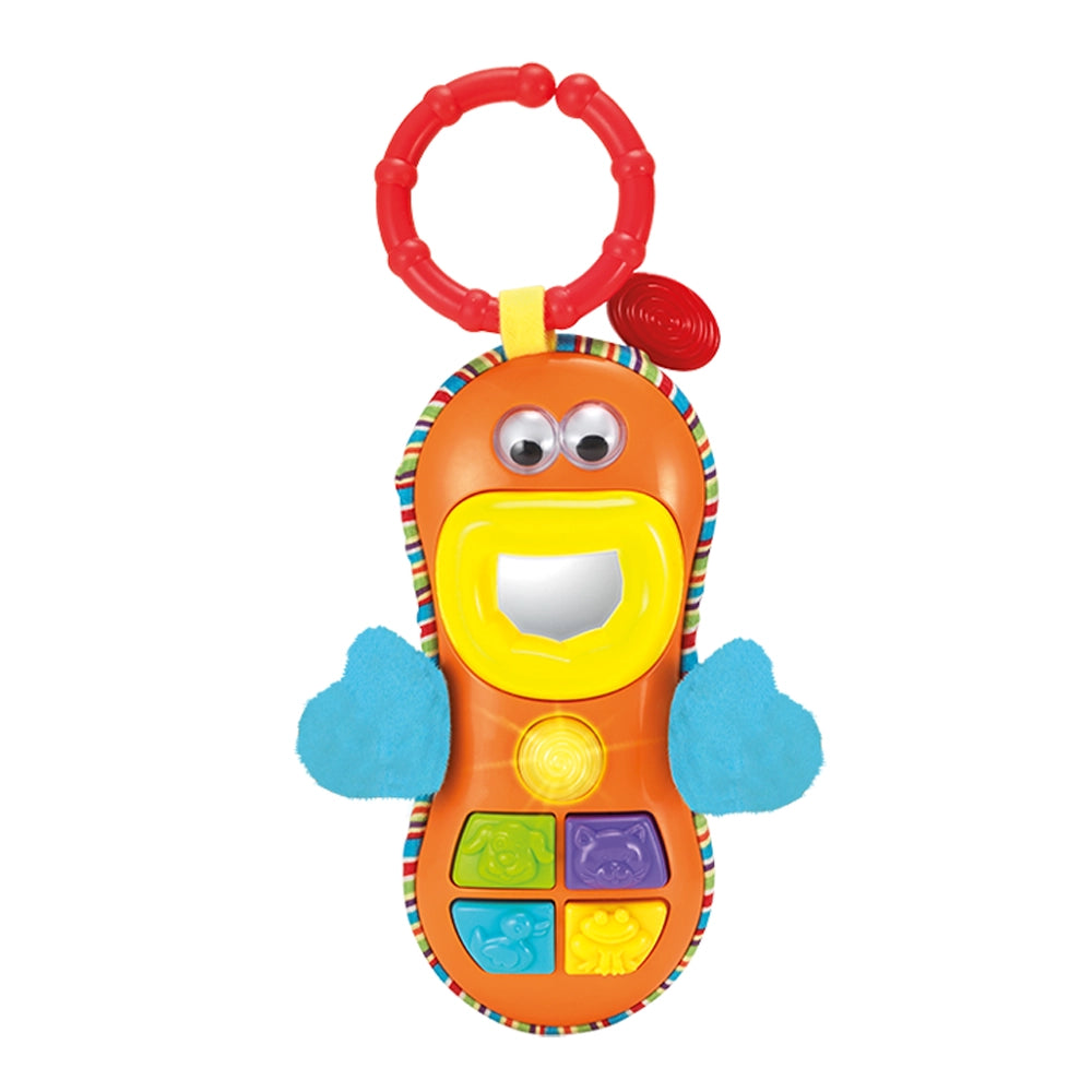 Téléphone hochet à miroir et touches animales pour bébé 3M+