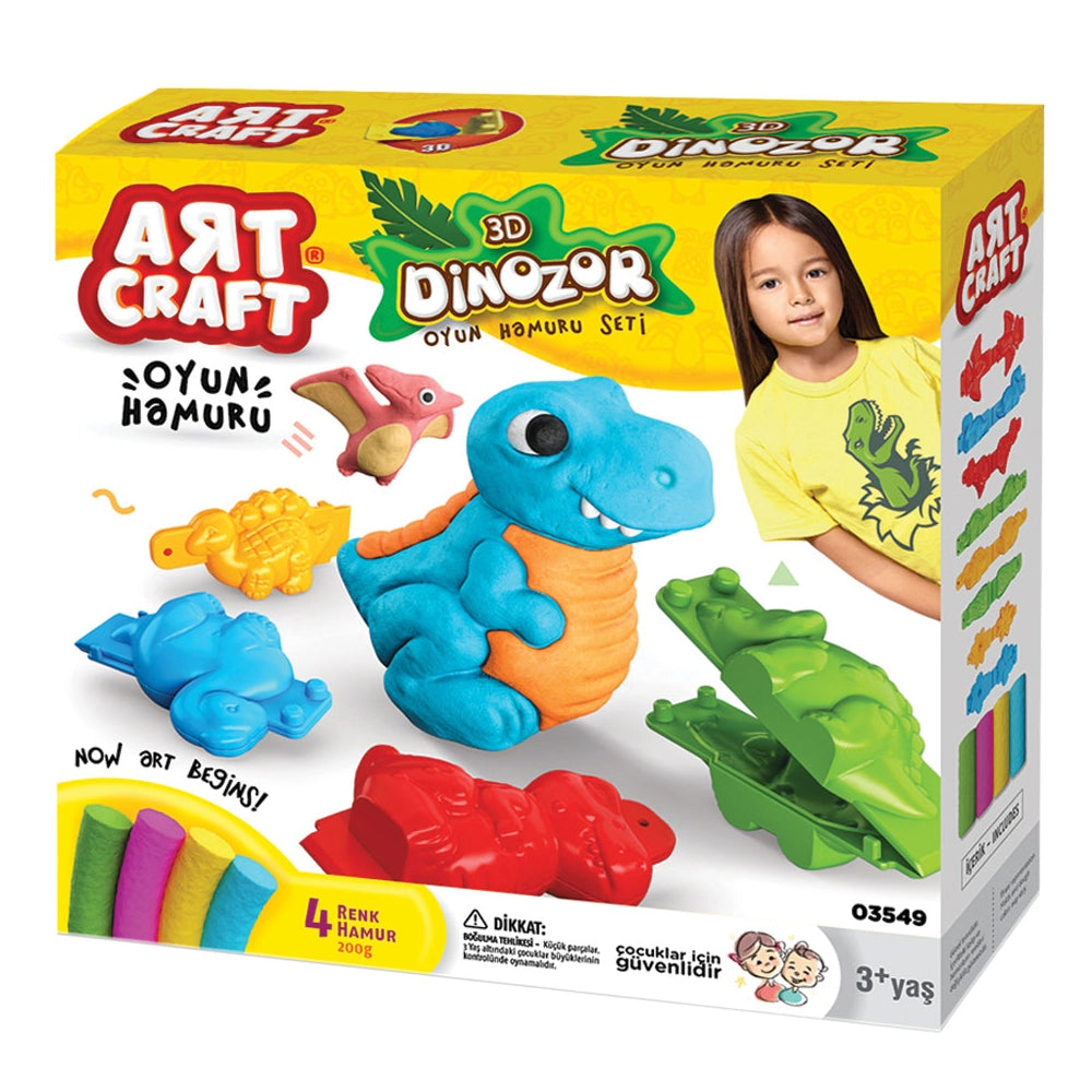 Kit Pâte à Modeler Dinosaures 3D Art Craft 4 Pots