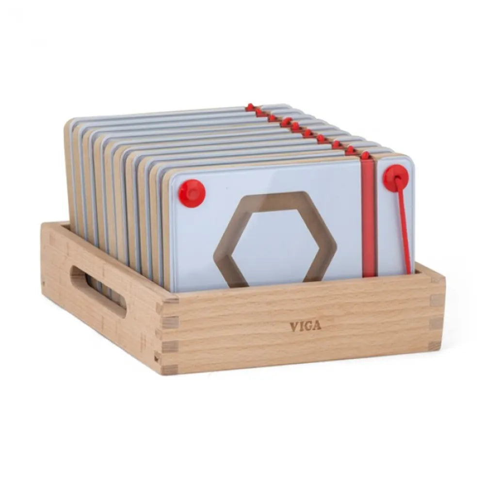 Set 10 Tableaux Magnétiques Bois Formes Géométriques Viga Toys 3 Ans+