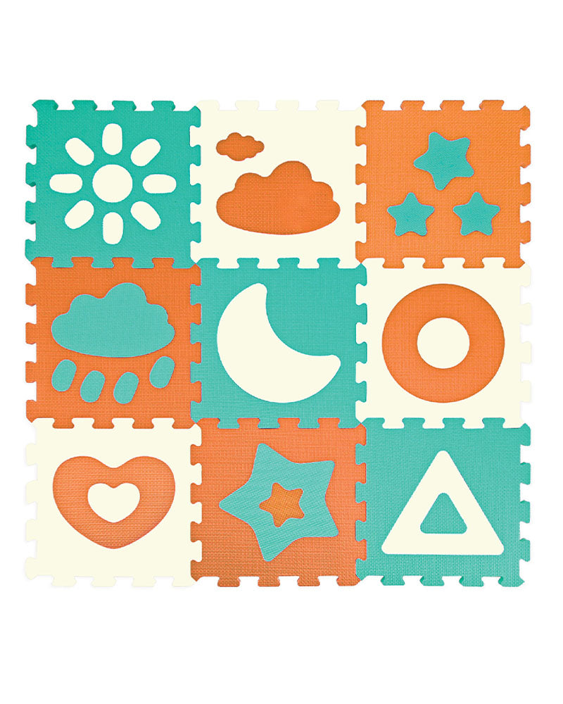 Dalles à emboîter Soleil-Lune, motifs graphiques 96 × 96 cm
