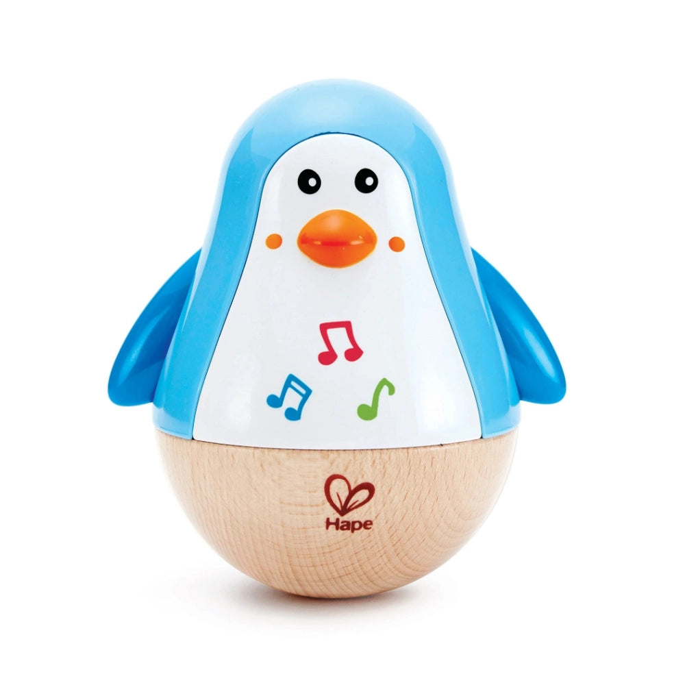 Culbuto Musical Pingouin Bois 6 Mois+