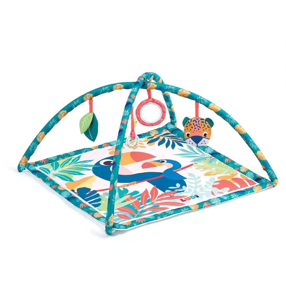Tapis d'éveil Jungle Tropicale avec Arches et Jouets Suspendus