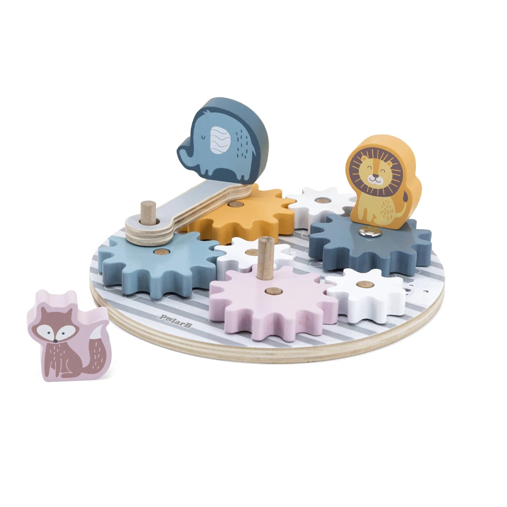Jeu d'Engrenages Animaux Bois PolarB 18M+