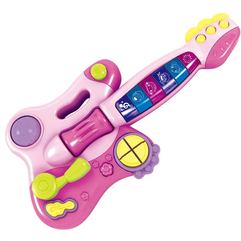Guitare d’éveil rose à commandes musicales dès 18 mois