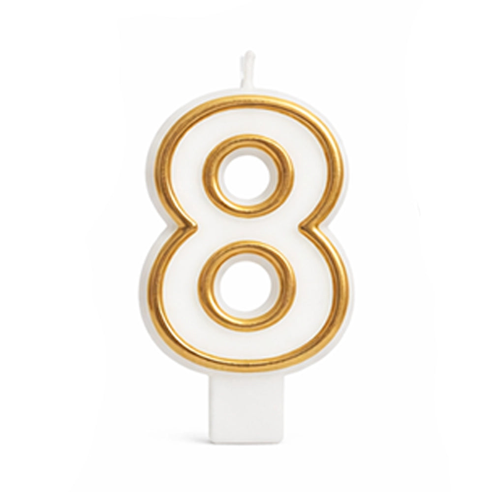 Bougie numéro 8 blanche à liseré doré