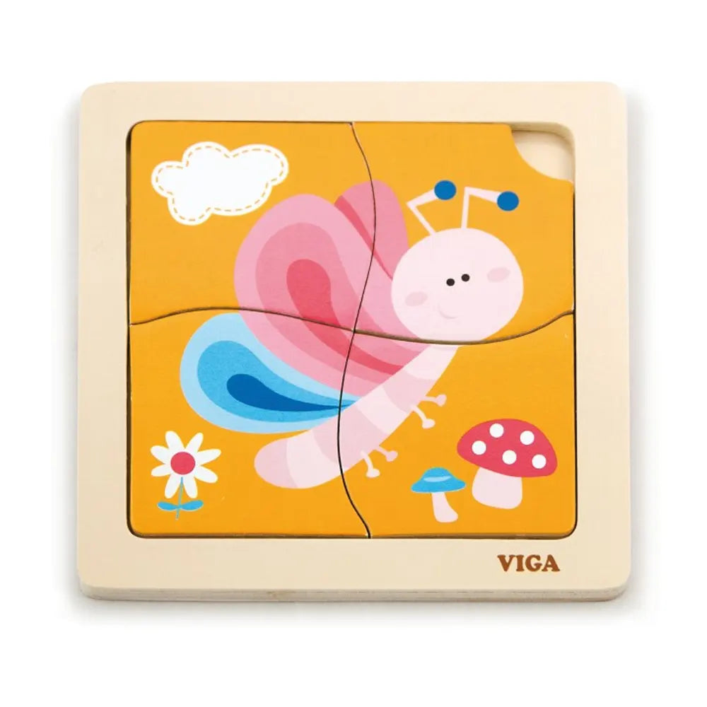 Puzzle Papillon Bois 4 Pièces à Poignées Viga Toys 12M+