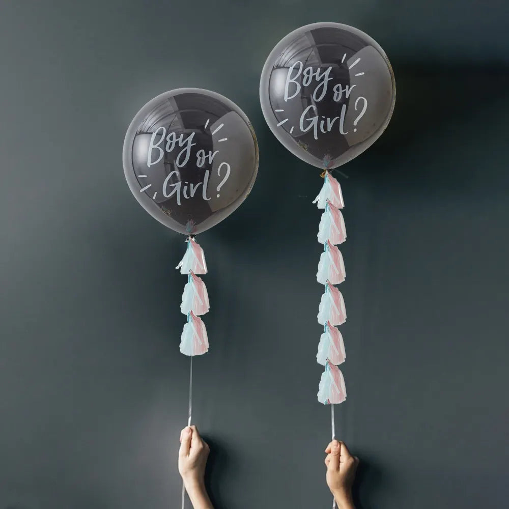 Kit de révélation « Boy or Girl? » avec ballon et pompons