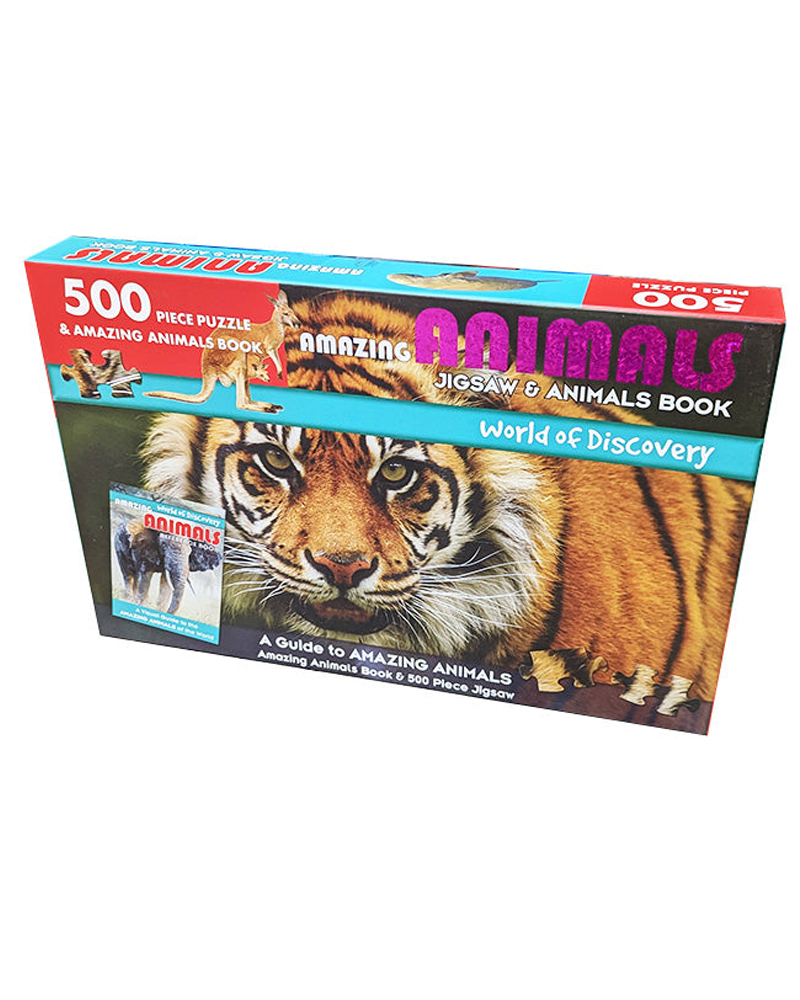 Coffret puzzle 500 pièces et livre sur les animaux