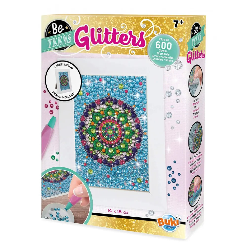 Tableau mandala à composer avec des strass, coffret Buki dès 7 ans