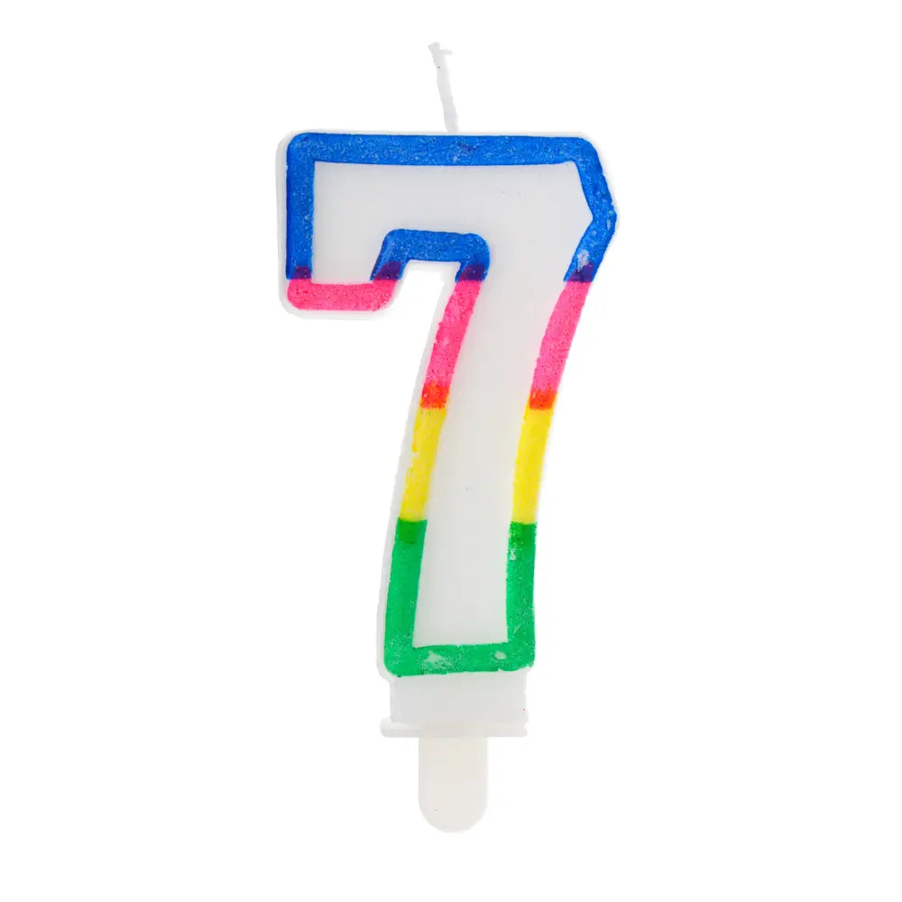 Bougie numéro 7 à bordure multicolore