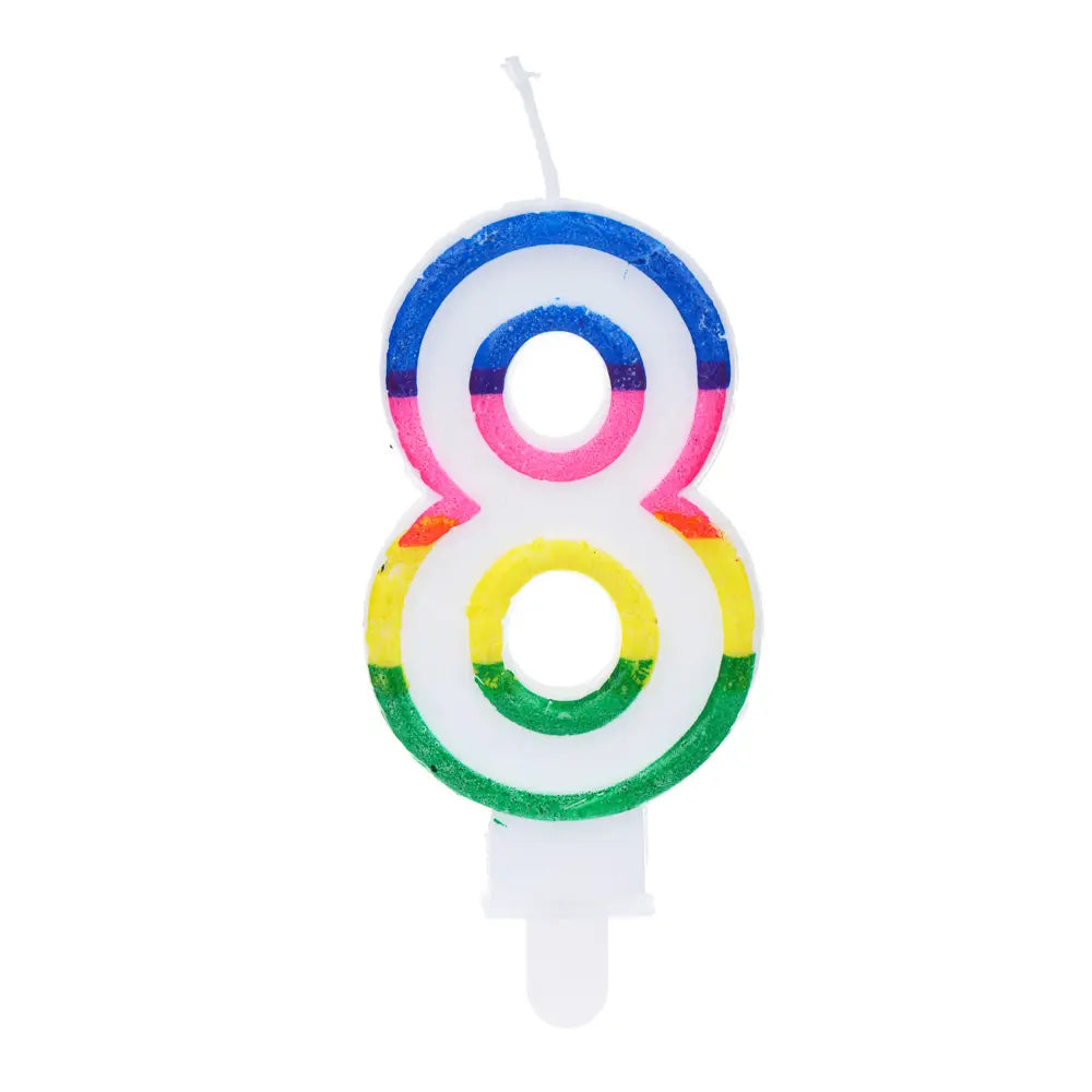 Bougie chiffre 8 aux anneaux colorés