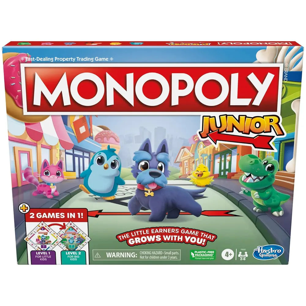 Jeu Monopoly Junior à plateau réversible, deux niveaux dès 4 ans